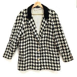 Houndstooth Jacket Coat Black and White